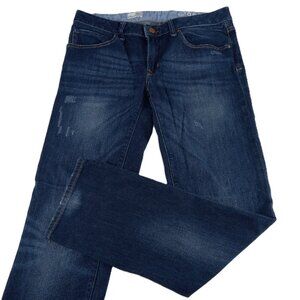 GAP Women's Easy Straight Leg Jeans Size 6 Dark Wash Distressed Denim Mid Rise